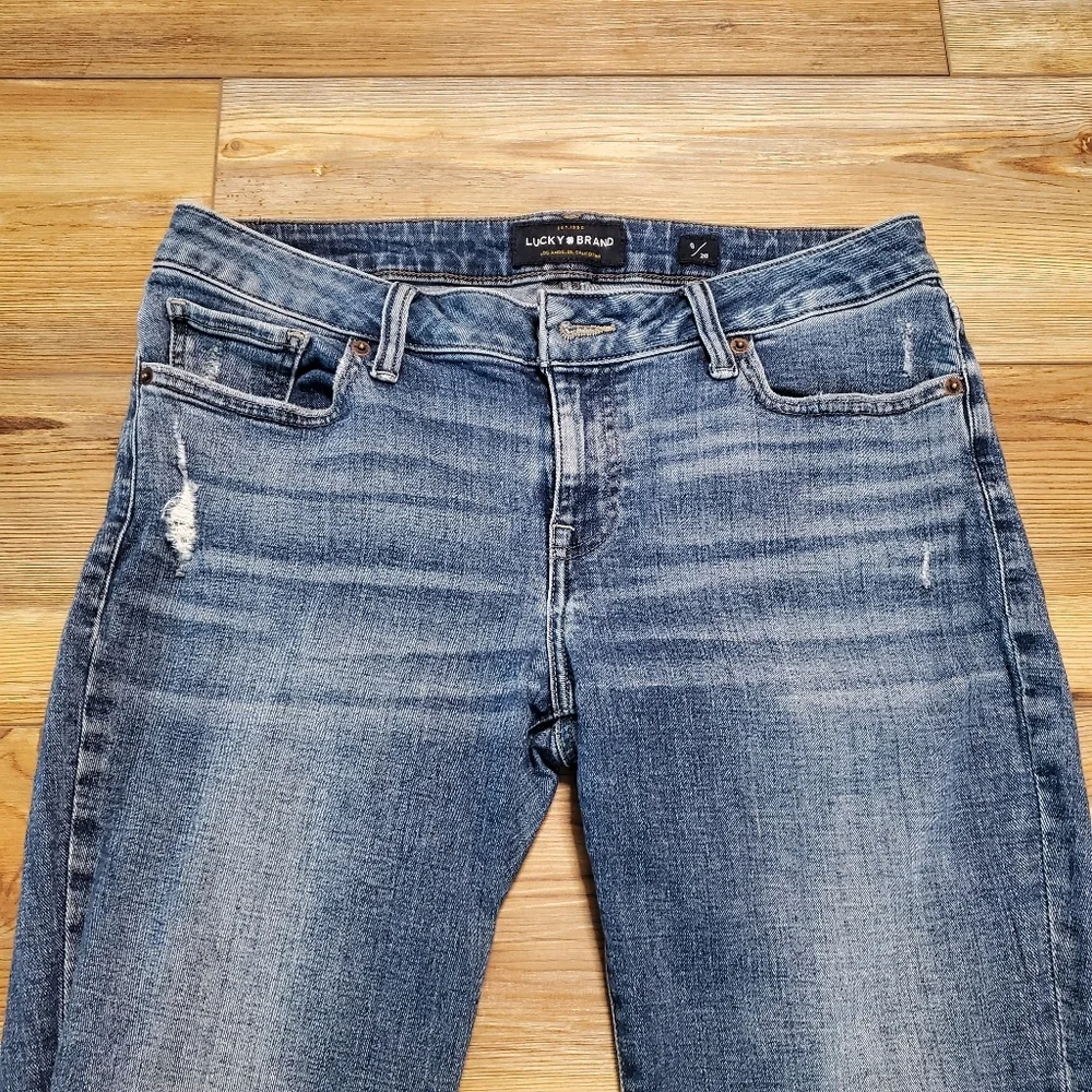 Lucky Brand Jeans Womens 6 28 Blue Lolita Skinny Distressed Raw Hem Ankle - Picture 2 of 8